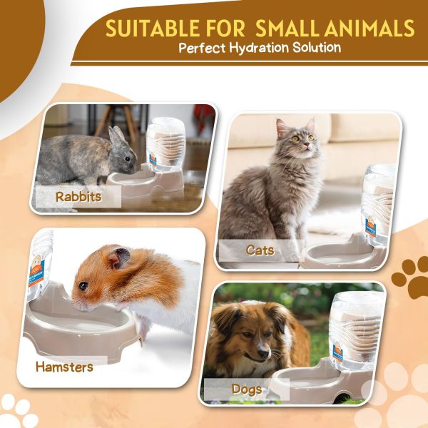 Flexzion Automatic Gravity Pet Waterer for Cat & Dog - Non-Skid & Easy-Clean Auto Replenish Water Dispenser Drinking Bowl (1/4 Gallon/ 900ml), Beige - Image 9