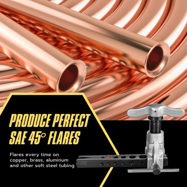 Flexzion Flaring Tools Set Tubing Pipe 8 Dies Sizes 3/16 - 3/4inch 45 Degree Angle Eccentric Cone Type Kit with Copper Brass Aluminum Mild Steel for Water Gas Refrigeration Brake Line Applications - Image 7