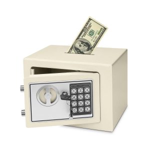Flexzion Small Safe Box with Drop Slot - Electronic Drop Safe Box for Money with Digital Combination Keypad Lock - Cash Safe Box for Cabinets, Home & Office Security (12"x8"x8"), White