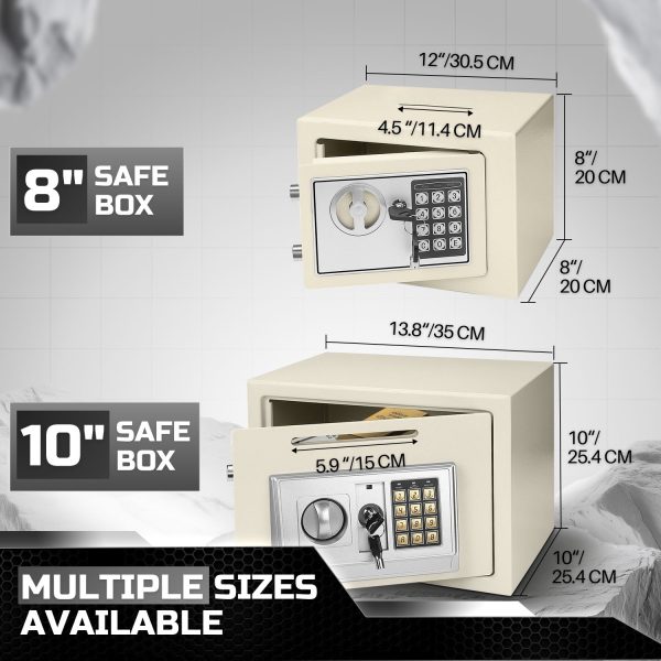 Flexzion Small Safe Box with Drop Slot - Electronic Drop Safe Box for Money with Digital Combination Keypad Lock - Cash Safe Box for Cabinets, Home & Office Security (12"x8"x8"), White - Image 6