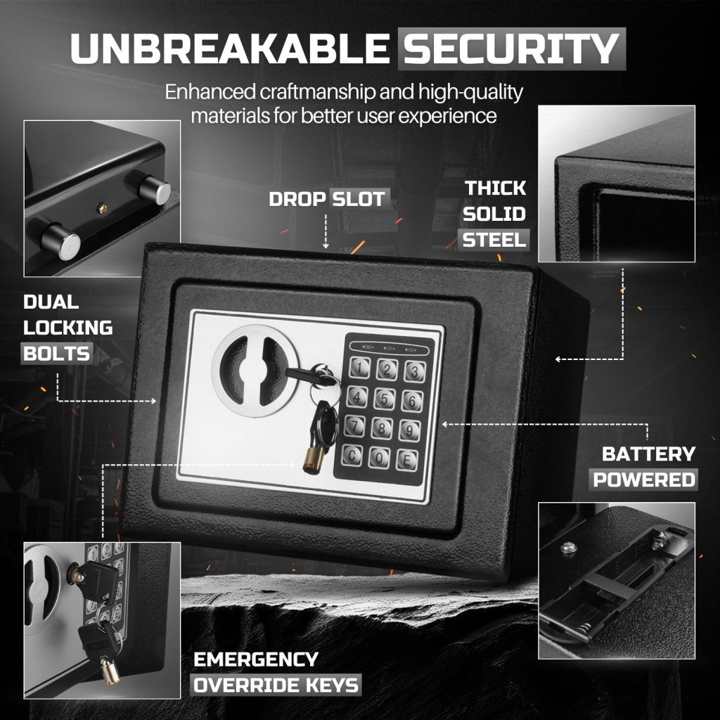 Flexzion Small Safe Box with Drop Slot – Electronic Drop Safe Box for ...