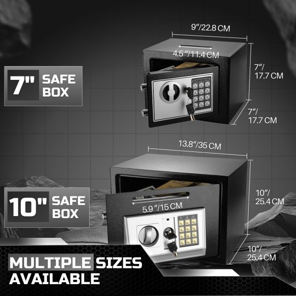 Flexzion Small Safe Box with Drop Slot - Electronic Drop Safe Box for Money with Digital Combination Keypad Lock - Cash Safe Box for Cabinets, Home & Office Security (9"x7"x7"), Black - Image 6