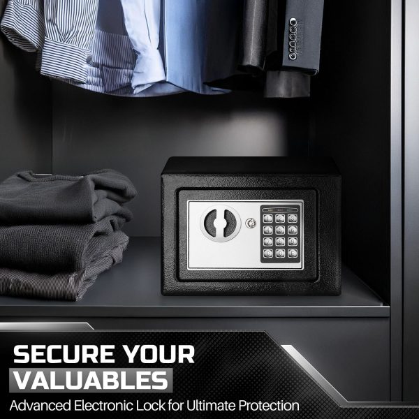 Flexzion Small Safe Box with Drop Slot - Electronic Drop Safe Box for Money with Digital Combination Keypad Lock - Cash Safe Box for Cabinets, Home & Office Security (9"x7"x7"), Black - Image 10