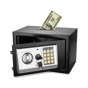 Flexzion Small Safe Box with Drop Slot - Electronic Drop Safe Box for Money with Digital Combination Keypad Lock - Cash Safe Box for Cabinets, Home & Office Security (12"x8"x8"), Black