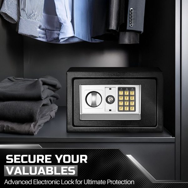 Flexzion Small Safe Box with Drop Slot - Electronic Drop Safe Box for Money with Digital Combination Keypad Lock - Cash Safe Box for Cabinets, Home & Office Security (12"x8"x8"), Black - Image 10