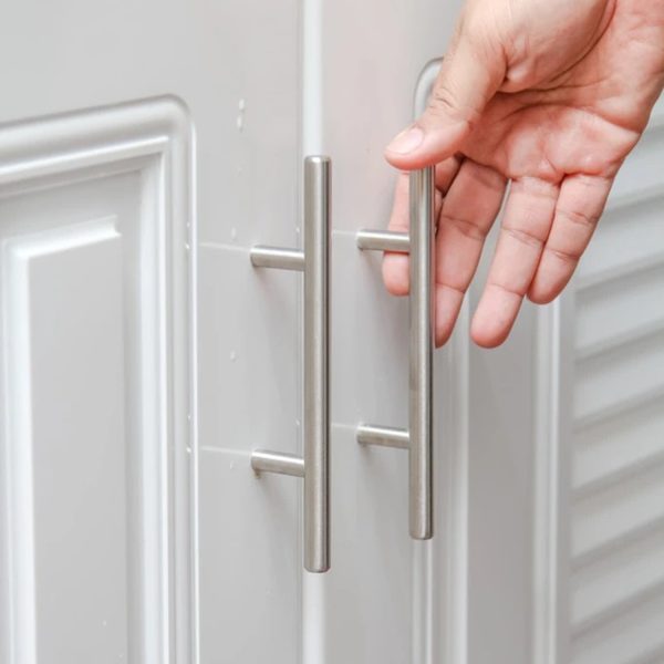 Flexzion 1 Pack Kitchen Cabinet Handles Silver Drawer Pulls 8 inch, 5 inch Hole Center, Stainless Steel T Bar with Satin Brushed Nickel, Hardware for Kitchen Cupboard Door Bathroom Furniture - Image 6