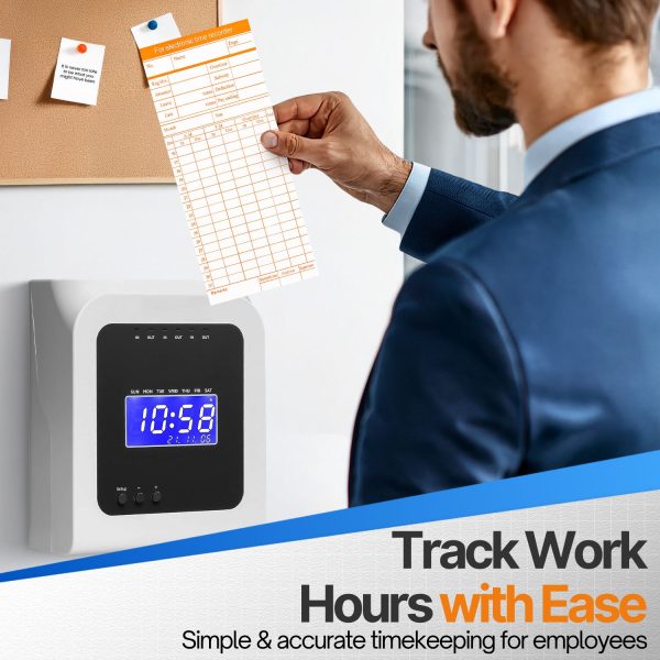 Flexzion Monthly Time Cards for Employees - Dual-Sided, Orange/Blue Attendance Tracker, 270-Piece Time Sheets Compatible with 6-Column Time Clock Recorders for Businesses - Image 7