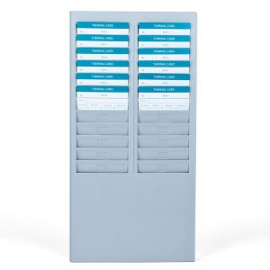 Flexzion Time Card Holder Wall Mount Rack 24 Pocket Slots Compatible with 7" inch Cards Pyramid Series 2000 6000 Attendance Time Payroll Recorder for Office Punch In Clock Out (Gray)