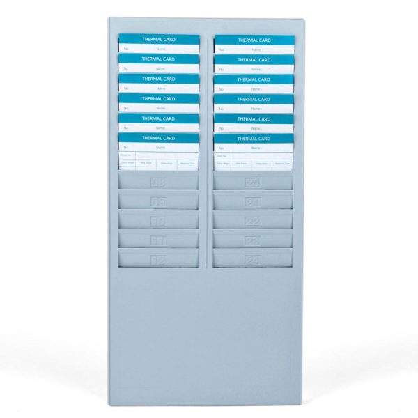 Flexzion Time Card Holder Wall Mount Rack 24 Pocket Slots Compatible with 7" inch Cards Pyramid Series 2000 6000 Attendance Time Payroll Recorder for Office Punch In Clock Out (Gray)