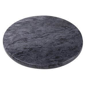 Flexzion Round Marble Cheese Board - 12 Inch Black Marble Serving Board for Charcuterie, Cheese, Cutting, Pastry, Trivet - Non-Stick and Heat Resistant Marble Board