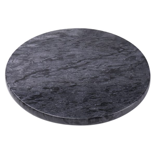 Flexzion Round Marble Cheese Board - 12 Inch Black Marble Serving Board for Charcuterie, Cheese, Cutting, Pastry, Trivet - Non-Stick and Heat Resistant Marble Board