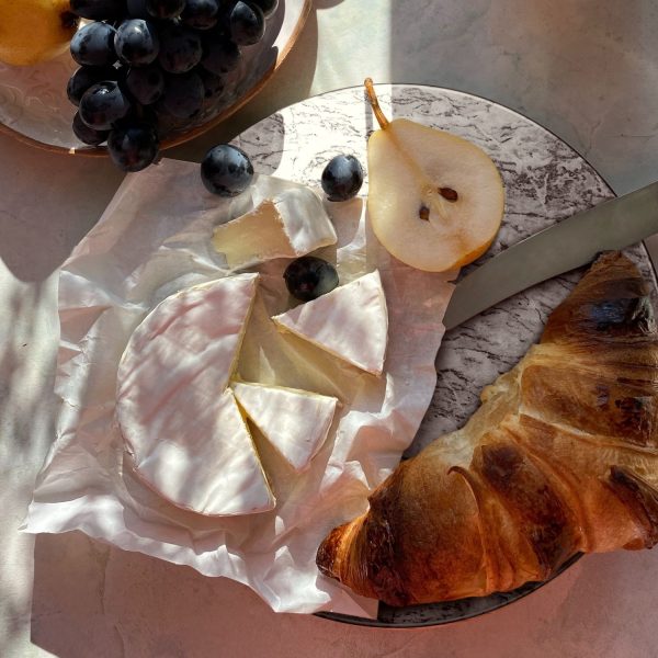 Flexzion Round Marble Cheese Board - 12 Inch Gray Marble Serving Board for Charcuterie, Cheese, Cutting, Pastry, Trivet - Non-Stick and Heat Resistant Marble Board - Image 5