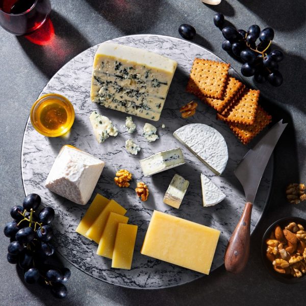 Flexzion Round Marble Cheese Board - 12 Inch Gray Marble Serving Board for Charcuterie, Cheese, Cutting, Pastry, Trivet - Non-Stick and Heat Resistant Marble Board - Image 8