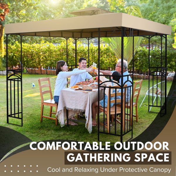 Flexzion Gazebo Cover Replacement Canopy Top 10x10 Ft (3m x 3m) - Double Tier Top Canopy Cover Replacement with UV30+, Dirt, Water Resistant for Outdoor, Sunshade, Garden, Patio, Pavilion (Beige) - Image 8