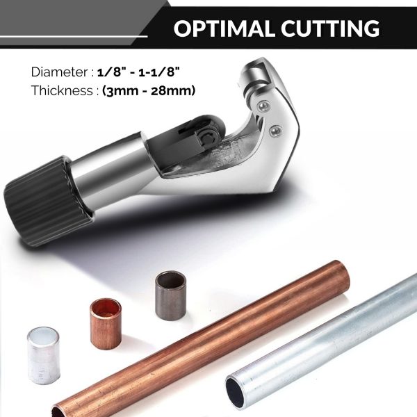 Flexzion Tube Cutter, Heavy Duty Tubing Pipe Cutter, 1/8 to 1-1/8 inch Cutting Diameter w/ Reamer, Ideal for Cutting Copper, Aluminum, Brass, Steel, Plastic and More - Image 6