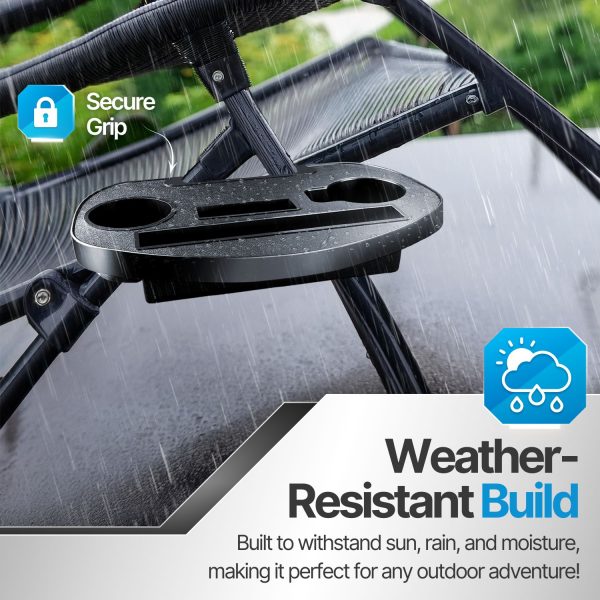 Flexzion Zero Gravity Chair Cup Holder Tray, Side Tray for Zero Gravity Chair, Universal Clip-On Camping Chair Cup Holder Attachment with Phone Slot and Snack Tray for Lawn Chair, Large - Image 8