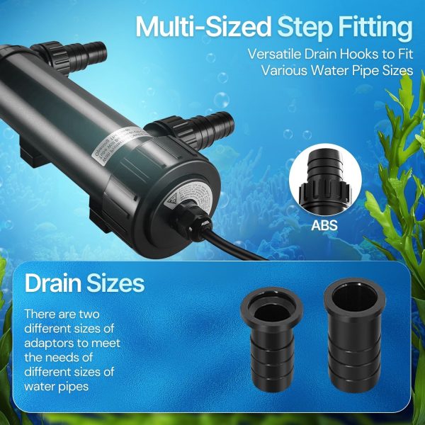 Flexzion Pond UV Lights for Outdoor Ponds - 9W Small Pond UV Light, 2113 Gal Capacity, 1500L/H UV Pond Clarifier for Outdoor Ponds, Clears Water in Days (CUV-109A) - Image 5