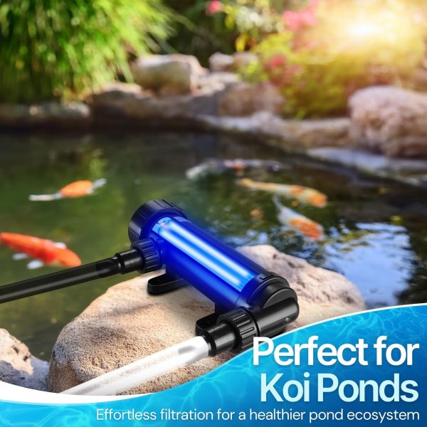 Flexzion Pond UV Lights for Outdoor Ponds - 9W Small Pond UV Light, 2113 Gal Capacity, 1500L/H UV Pond Clarifier for Outdoor Ponds, Clears Water in Days (CUV-109A) - Image 10