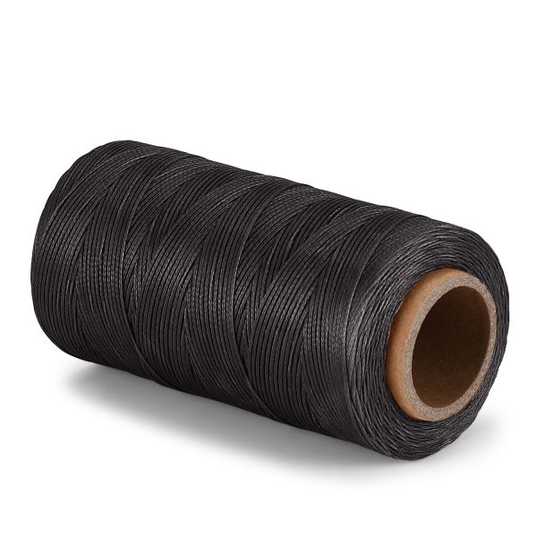 Flexzion Waxed Thread - 284 Yards (260 meters) 0.8mm 150D Polyester Wax Thread for Leather Sewing, Bookbinding, Stitching, Repairing, Beading, & DIY Projects (Black) - Image 2