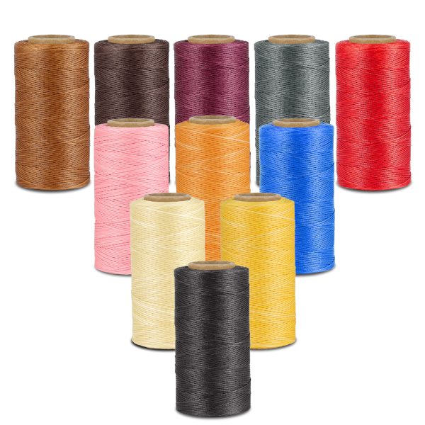 Flexzion Waxed Thread - 284 Yards (260 meters) 0.8mm 150D Polyester Wax Thread for Leather Sewing, Bookbinding, Stitching, Repairing, Beading, & DIY Projects (Black) - Image 6