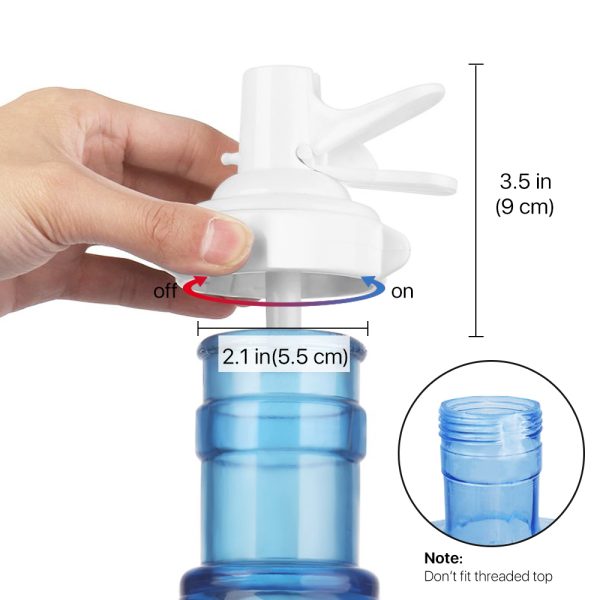 Flexzion Water Dispenser Stand 2-5 Gallon Water Jug Holder Metal Plated Cradle Set with Water Dispenser Valve, Dustproof Plug, Wooden Stick for 55MM Crown Top Water Bottles, Camping Counter Home Use - Image 3