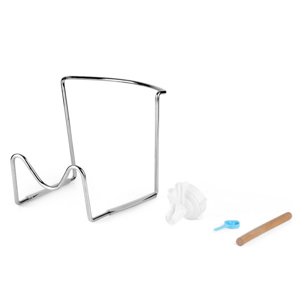 Flexzion Water Dispenser Stand 2-5 Gallon Water Jug Holder Metal Plated Cradle Set with Water Dispenser Valve, Dustproof Plug, Wooden Stick for 55MM Crown Top Water Bottles, Camping Counter Home Use - Image 7