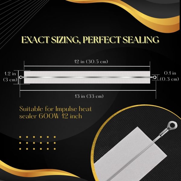 Flexzion Impulse Sealer Replacement Parts Repair Kits for Flexzion Impulse Heat Sealer 600W 12-inch Heat Sealers, PTFE & Heat Seal Strips, Replacement Elements, Pack of 10 - Image 2