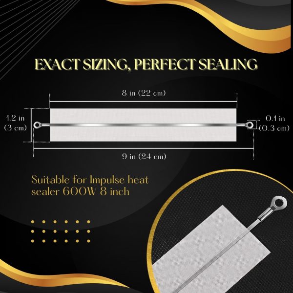 Flexzion Impulse Sealer Replacement Parts Repair Kits for Flexzion Impulse Heat Sealer 600W 8-inch Heat Sealers, PTFE & Heat Seal Strips, Replacement Elements, Pack of 10 - Image 2