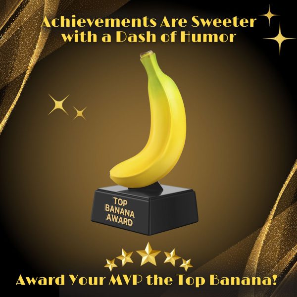 Flexzion Top Banana Trophy  - 7-Inch Top Banana Award for Outstanding Achievements, Unique and Funny Trophy for Adults, Coaches, Teachers, and Team Leaders - Durable Resin with Black Base - Image 2