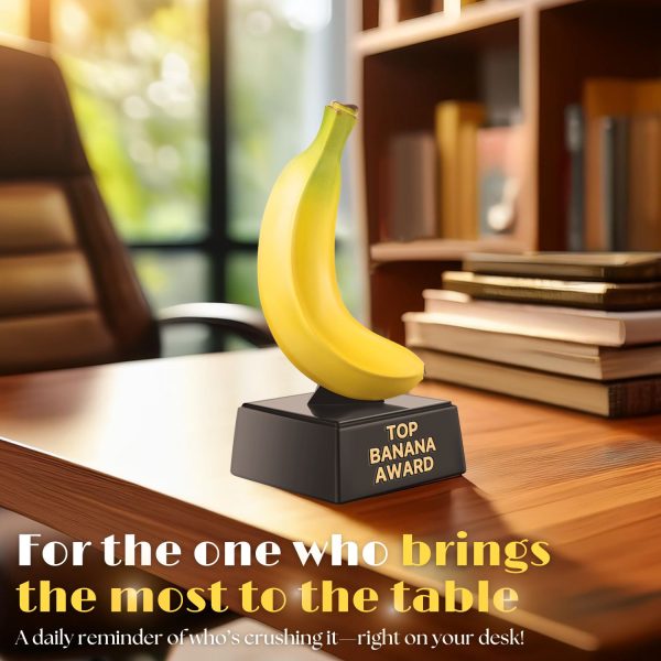 Flexzion Top Banana Trophy  - 7-Inch Top Banana Award for Outstanding Achievements, Unique and Funny Trophy for Adults, Coaches, Teachers, and Team Leaders - Durable Resin with Black Base - Image 3