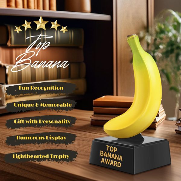 Flexzion Top Banana Trophy  - 7-Inch Top Banana Award for Outstanding Achievements, Unique and Funny Trophy for Adults, Coaches, Teachers, and Team Leaders - Durable Resin with Black Base - Image 4