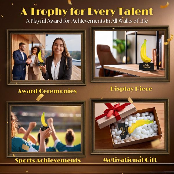 Flexzion Top Banana Trophy  - 7-Inch Top Banana Award for Outstanding Achievements, Unique and Funny Trophy for Adults, Coaches, Teachers, and Team Leaders - Durable Resin with Black Base - Image 7