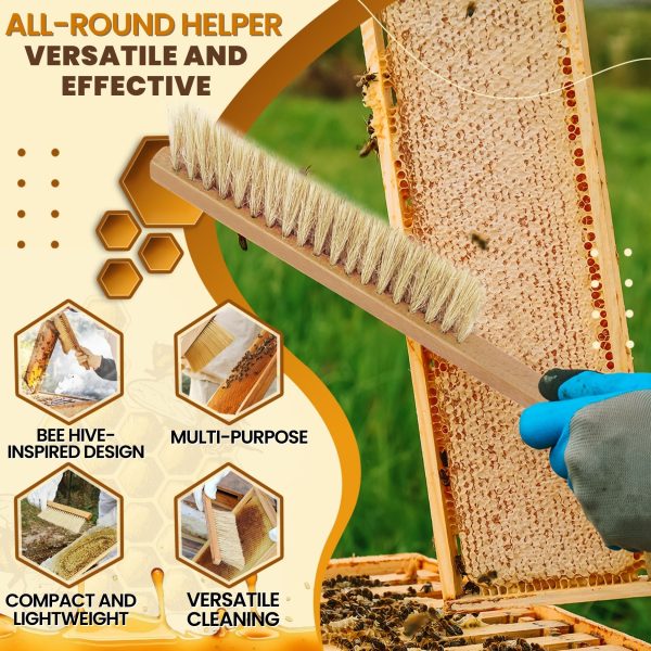 Flexzion Bee Brush Beekeeping Tool & Equipment with Natural Pig Bristles & Wooden Handle - Beekeeping Brush or Honey Bee Brush for Beekeeper, Essential Beehive Cleaning Tool for Gentle Bee Care - Image 5