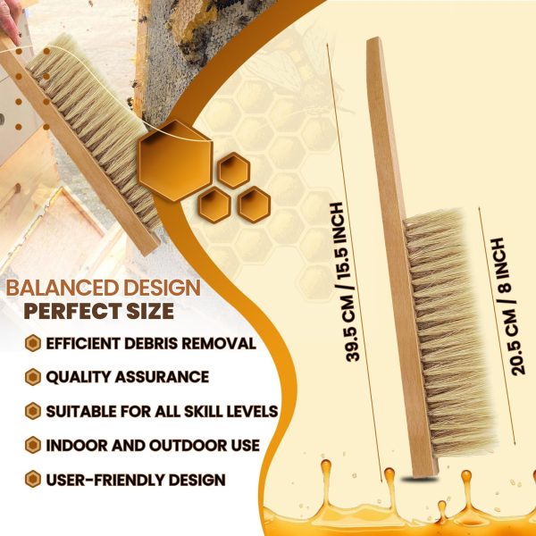 Flexzion Bee Brush Beekeeping Tool & Equipment with Natural Pig Bristles & Wooden Handle - Beekeeping Brush or Honey Bee Brush for Beekeeper, Essential Beehive Cleaning Tool for Gentle Bee Care - Image 6