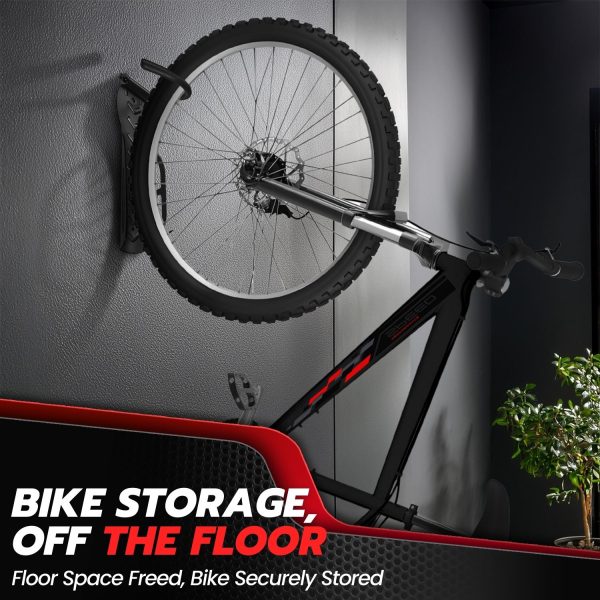 Flexzion Garage Bike Rack Wall Mount (1 Pack) - Easily Hang/Detach Black Bicycle Hanger Storage System Holder with Screws - Vertical Bike Hooks for Indoor Apartment Shed, Holds up to 44lbs(20Kg) - Image 9