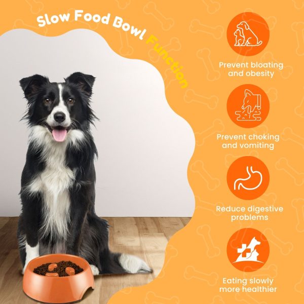 Flexzion Slow Feeder Dog Bowl Interactive Dog Puzzle Bowl, Anti-Choke, Non-Slip Slow Eating Dog Bowl Fun Pet Feeder Anti-Bloat Maze Bowl Dishwasher Safe Easy to Clean - 300ML (1.5 Cups/10 oz) Orange - Image 4
