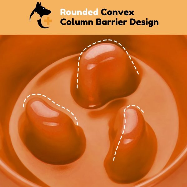 Flexzion Slow Feeder Dog Bowl Interactive Dog Puzzle Bowl, Anti-Choke, Non-Slip Slow Eating Dog Bowl Fun Pet Feeder Anti-Bloat Maze Bowl Dishwasher Safe Easy to Clean - 300ML (1.5 Cups/10 oz) Orange - Image 9