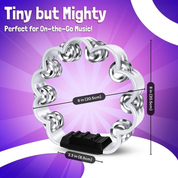 Flexzion Flower Tambourine - 8 Inch Handheld Percussion Instrument w/ Metal Jingles & Ergonomic Grip - Small Tambourines for Adults, Kids, Church, Parties, & Musical Events (7 Color Pack) - Image 7