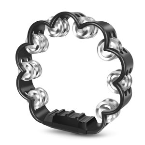 Flexzion Flower Tambourine - 8 Inch Handheld Percussion Instrument w/ Metal Jingles & Ergonomic Grip - Small Tambourines for Adults, Kids, Church, Parties, & Musical Events (Black)