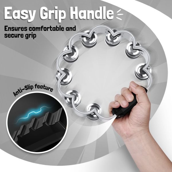 Flexzion Flower Tambourine - 8 Inch Handheld Percussion Instrument w/ Metal Jingles & Ergonomic Grip - Small Tambourines for Adults, Kids, Church, Parties, & Musical Events (White) - Image 4