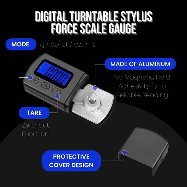 Flexzion Professional Digital Turntable Stylus Scale Load Scale Gauge Record Player Needle Cartridge Scale Vinyl Stylus Turntable Force Scale Gauge with LCD Backlight for Tonearm Phono Cartridge - Image 2