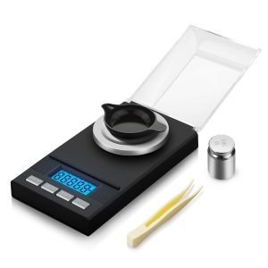 Flexzion Digital Milligram Scale Kit - 50g/0.001g, High Precision Micro Scale, Jewelry Scale, Powder Scale, Reloading Scale, Mg Scale for Weighing Powders & Medicine, Includes 50g Calibration Weight