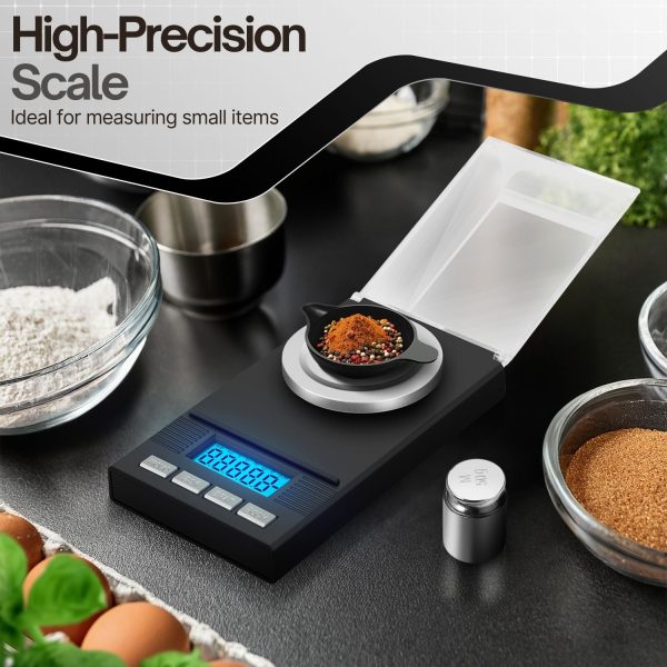 Flexzion Digital Milligram Scale Kit - 50g/0.001g, High Precision Micro Scale, Jewelry Scale, Powder Scale, Reloading Scale, Mg Scale for Weighing Powders & Medicine, Includes 50g Calibration Weight - Image 2