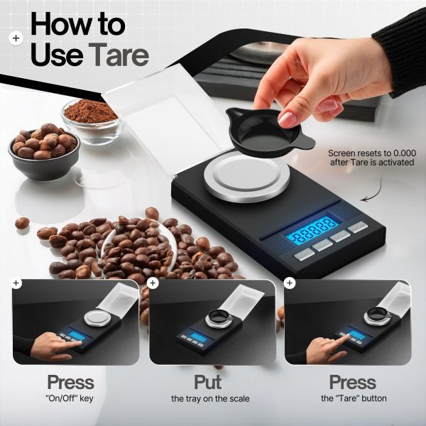 Flexzion Digital Milligram Scale Kit - 50g/0.001g, High Precision Micro Scale, Jewelry Scale, Powder Scale, Reloading Scale, Mg Scale for Weighing Powders & Medicine, Includes 50g Calibration Weight - Image 6