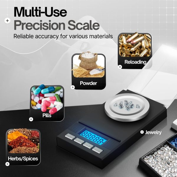 Flexzion Digital Milligram Scale Kit - 50g/0.001g, High Precision Micro Scale, Jewelry Scale, Powder Scale, Reloading Scale, Mg Scale for Weighing Powders & Medicine, Includes 50g Calibration Weight - Image 7