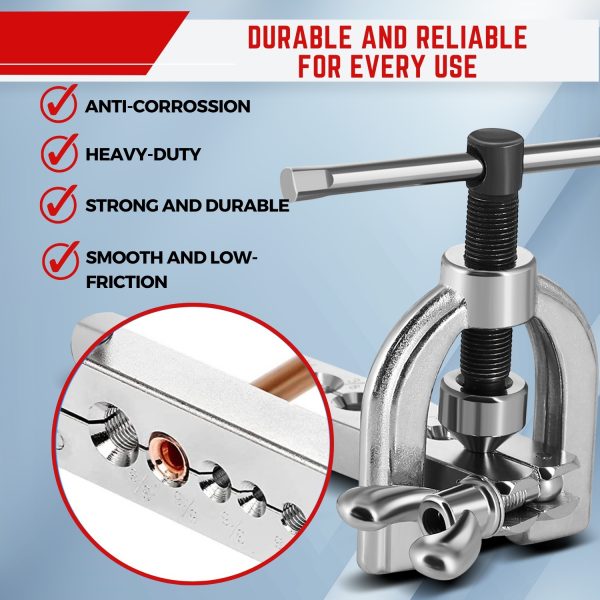 Flexzion Brake Line Flaring Tool Kit with Tubing Cutter - Single and Double Flare Tool Kit with 5 Adapters - 45 Degrees Brake Line Repair Kit for Copper, Aluminum, Brass, Magnesium, and Soft Steel - Image 2