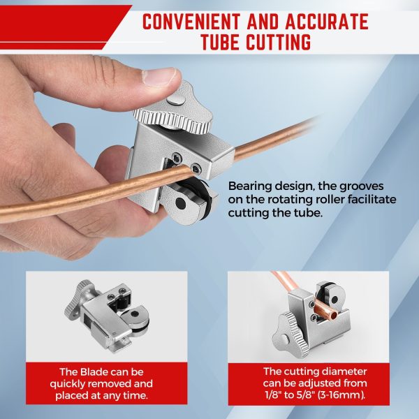 Flexzion Brake Line Flaring Tool Kit with Tubing Cutter - Single and Double Flare Tool Kit with 5 Adapters - 45 Degrees Brake Line Repair Kit for Copper, Aluminum, Brass, Magnesium, and Soft Steel - Image 3