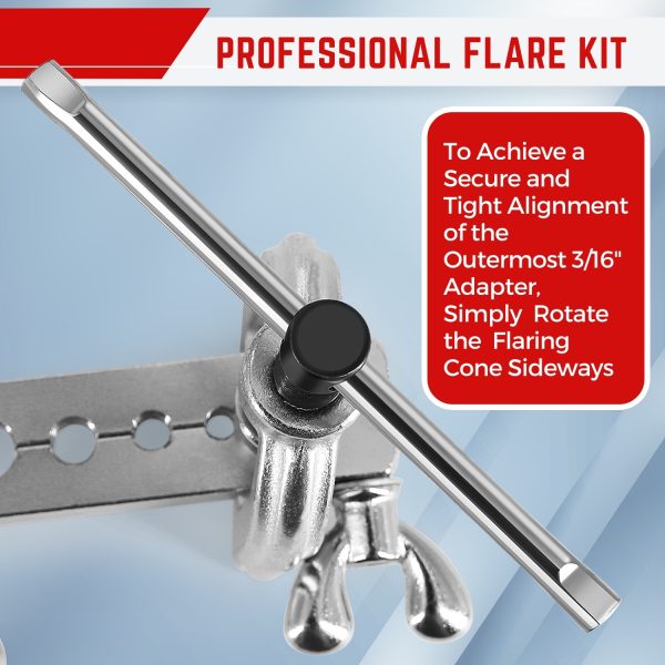 Flexzion Brake Line Flaring Tool Kit with Tubing Cutter - Single and Double Flare Tool Kit with 5 Adapters - 45 Degrees Brake Line Repair Kit for Copper, Aluminum, Brass, Magnesium, and Soft Steel - Image 8