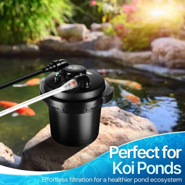 Flexzion Bio Pressure Pond Filter with UV-C Light Clarifier - 1100 - 2200 Gallons (8000L) GPH Filtration System - Suitable for Koi Ponds, Ornamental Pools, Landscape Water & Fish Aquariums - Image 7
