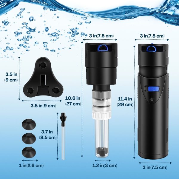 Flexzion Aquarium U-V Filter - 4-in-1 198 Gallon Fish Tank U-V Light, Submersible Canister Aquarium Filter Pump & U-V Light for Algae Control, Suitable for Fresh and Saltwater Turtle Tank - Image 6